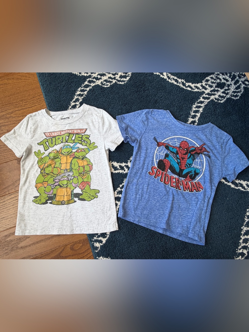 Nickelodeon TMNT & Spider-Man Kids Graphic Tees - Gray & Blue